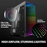 GameMax Abyss ARGB E-ATX PC Gaming Case Black Tempered Glass Infinity Mirror view 3