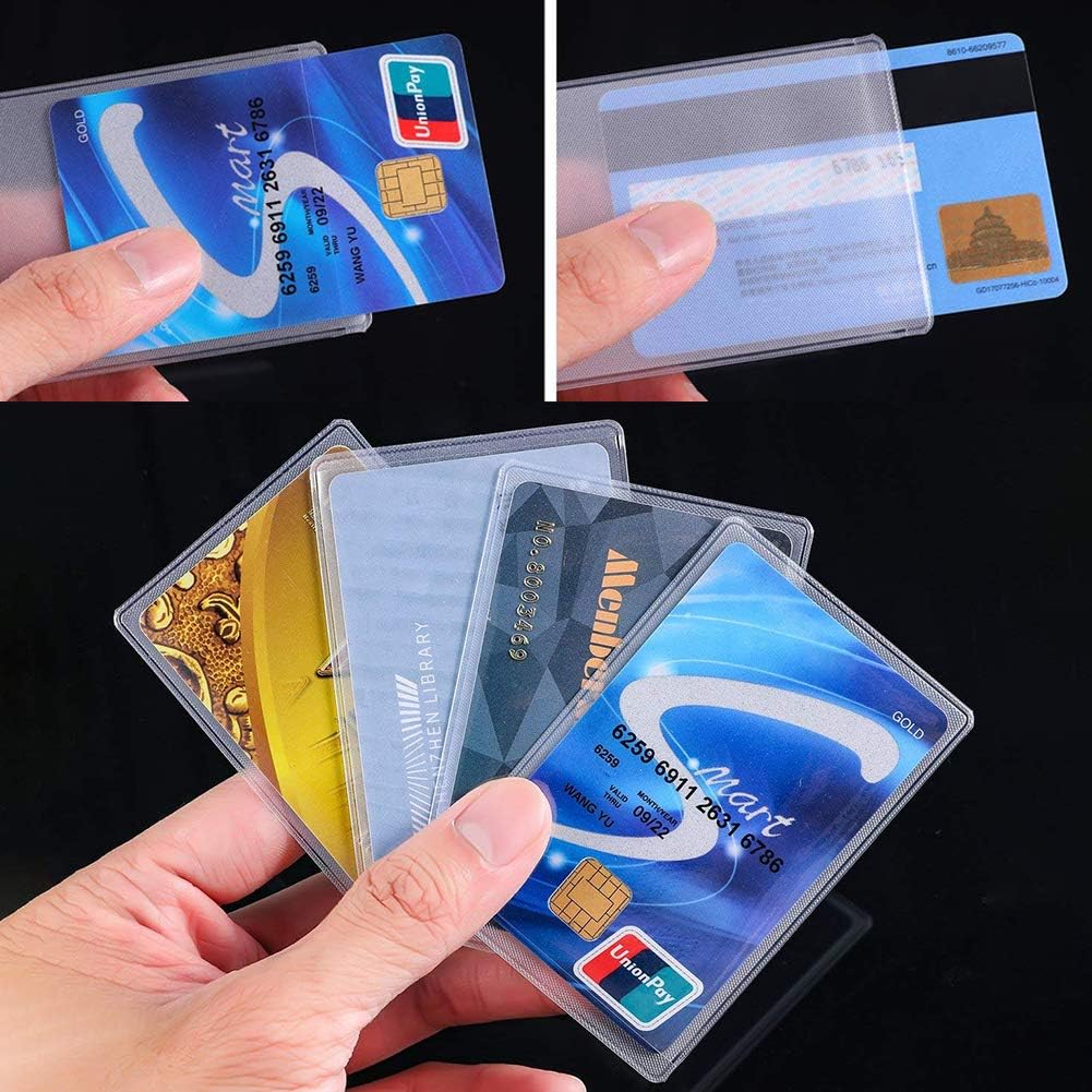 Credit Card Sleeves,BETOY 100 Pieces Plastic ID Credit Card Holder Badge ID Card Holders Transparent Card Protector Vertical Business Card Sleeves Frosted ID Protector - Image 4