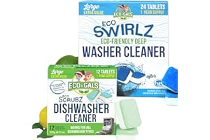 Eco-Gals Eco Swirlz Washing Machine Cleaner with Bonus Eco Scrubz Dishwasher Cleaner Add On 36 Count Deep Cleaning Tablets