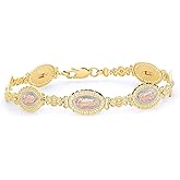 14k REAL Tri Color Gold Guadalupe Bracelet - 7.5"