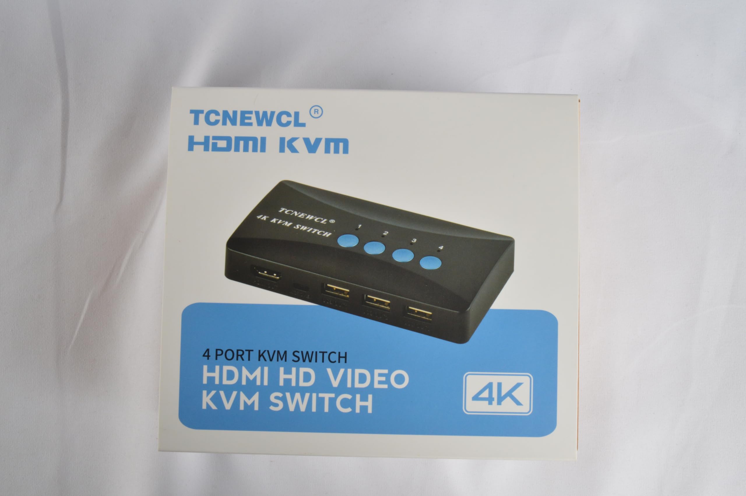 TCNEWCL KVM Switch 4 Port, HDMI KVM Switcher 4Kx2K@30Hz for 4 Computers Sharing 1 HD Monitor and 3 USB Devices Keyboard Mouse Printer,Including 4*KVM Cables &1* Wire Desktop Controller