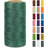 LEREATI 0.8mm Waxed Thread for Leather Sewing, 284 Yards, 150D Flat Wax String, Waxed Cord for Bracelet Making, Bookbinding, Shoe Repairing, Leather Projects, DIY Crafts (Green)