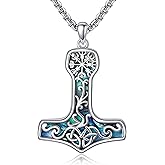 Viking Necklace for Men S925 Sterling Silver Thor Hammer Mjolnir/Wolf Tooth Pendant Necklace Nordic Viking Jewelry Gift for Men Women