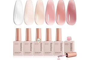 beetles Gel Polish Whispers of Love Jelly Gel Nail Polish Set, 6 Colors | Milky White Nude Pink Neutral Sheer Translucent Soak Off UV Gel Nail Kit, Nail Concealer for Salon DIY Manicure Gift Women