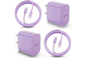 QZVOO iPhone Charger Fast Charging 10 ft, 2Pack [Apple MFi Certified] 20W Apple USB C Wall Charger with Type C to Lightning Cord, iPhone Fast Charging Cable for iPhone 14/14 Pro/14 Pro Max/13/12/11-Purple