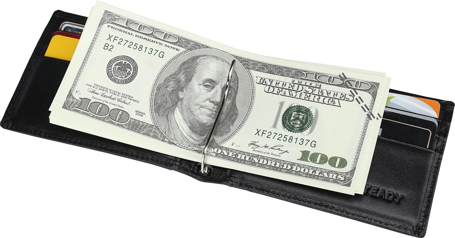 RFID Blocking Genuine Leather Slim Wallet With Money Clip - RFID Safe Wallet