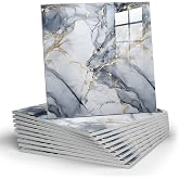 Chejiaye 10pcs Marble Peel and Stick Backsplash Waterproof Washroom Wall Panels, Peel and Stick Tile, PVC Foam Wall Panels for Kitchen,Bathroom,Living Room,Blue and Gold(Not Real Tile,11.8" x 11.8")