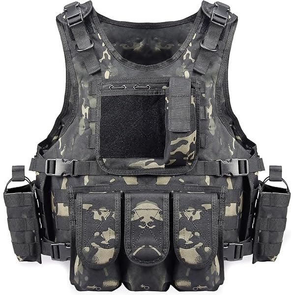 ProCase Airsoft Tactical Vest voor mannen, Amy Vest Military Assault Vest, voor Paintball Hunting Shat Swat CS Game Combat Training, met Magazine Pouch Pistol Holster –Zwart