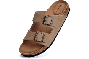 Torotto Womens Slides with Cork Footbed Open Toe Adjustable Webbing Flat Sandals for Walking | Beach | Indoor