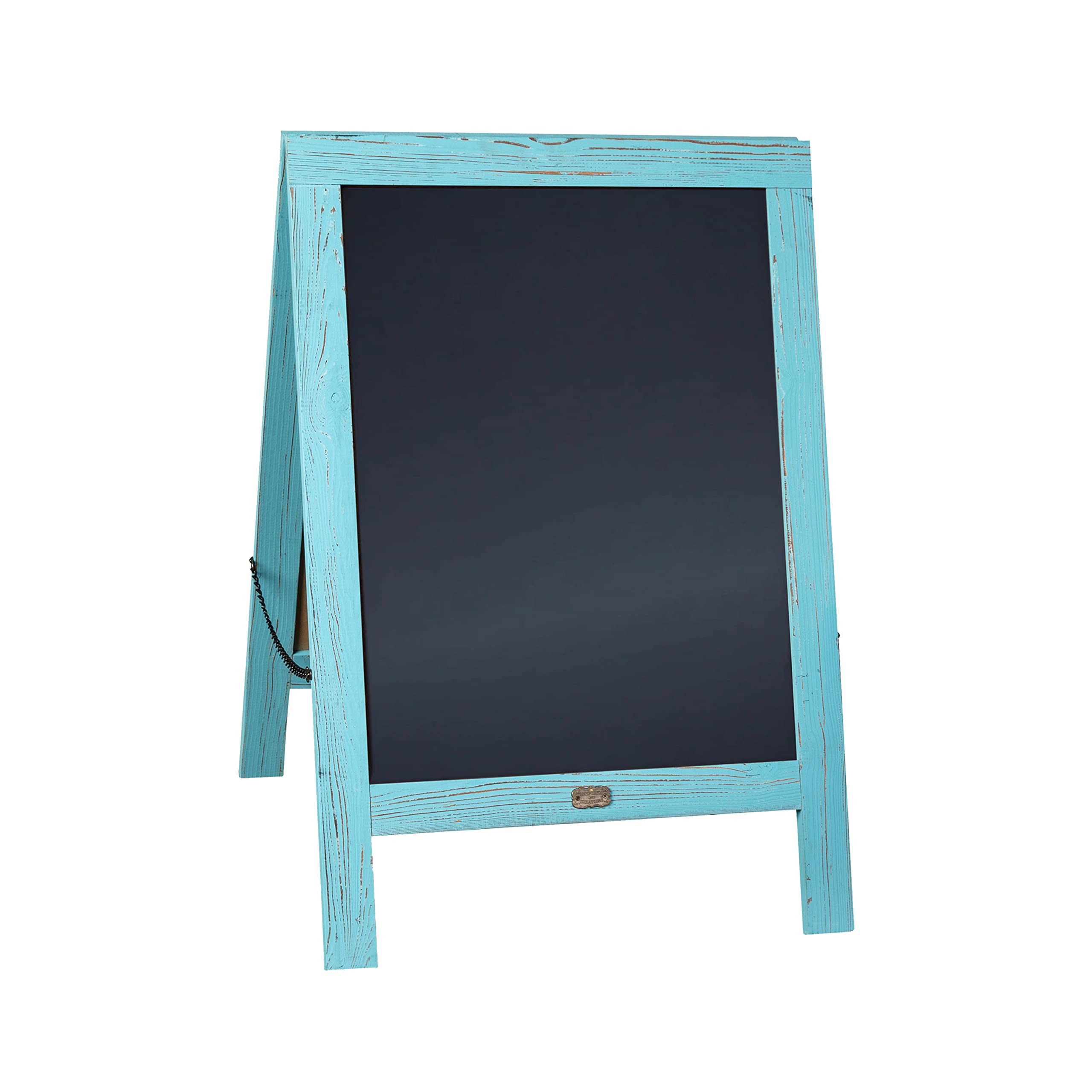 A Frame Chalkboard by HBCY Creations: 20x30 Solid Wood A-Frame Sign Robin Blue Double-Sided Magnetic Board, Chalkboard Menu Board, for Restaurants, Cafés, Weddings - Heavy Duty Hinges Image
