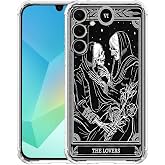 AOSSXIN The Lovers Tarot Card Case for Samsung Galaxy A16,Trippy Hippie Black Skull Pattern,Trendy Soft TPU Bumper Phone Cover,A16