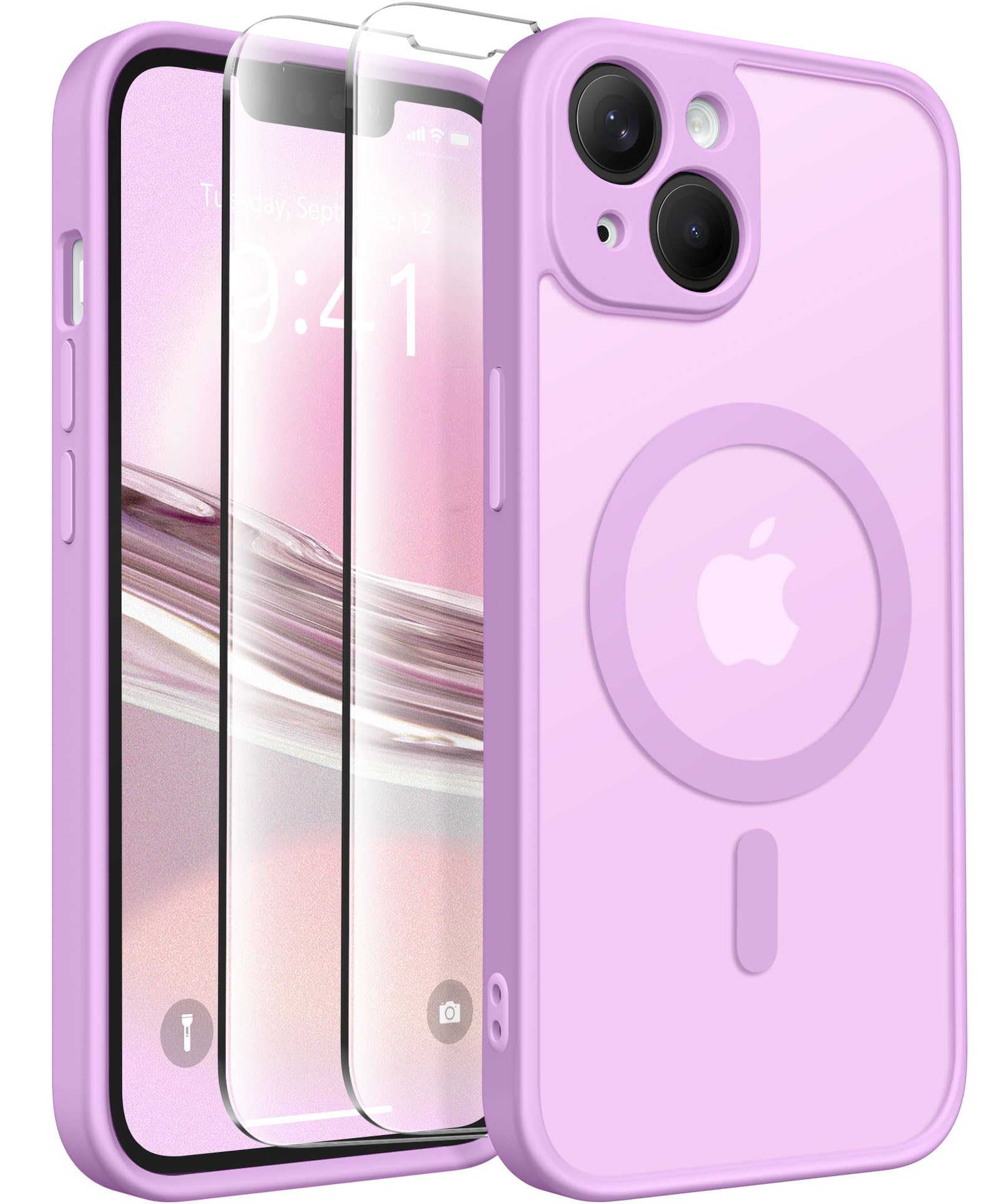 CAPRARO Magnetic for iPhone 14 Case, [Compatible with MagSafe] [Full Camera Protection] [14FT Drop Protection] Shockproof Protective Slim Translucent Matte Phone Case iPhone 14, Roland Purple