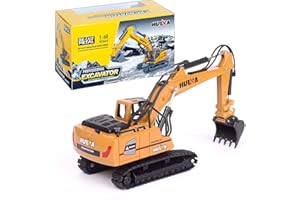 Gemini&Genius Tracked Excavator Toy for Kids, Heavy Duty Digger Construction Vehicle Toy with 360 Degrees Rotation 1:60 Scale Engineering Collectible Model Toy for Kids and Decoration for House