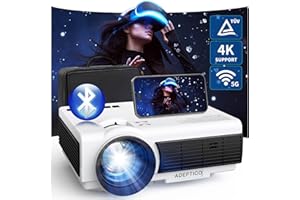 [Eyesafe Display] Projector with WiFi and Bluetooth, ADEPTICO 450 ANSI 5G WiFi Native 1080P Portable Projector w/ Bag, 4K Support, Zoom, Outdoor Movie Mini Projector for iOS/Android/TV Stick/HDMI/USB
