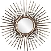 Howard Elliott Cascade Antique Silver Leaf Finish Sunburst Mirror for Wall, Large Round Decorative Focal Point Glass Mirror w