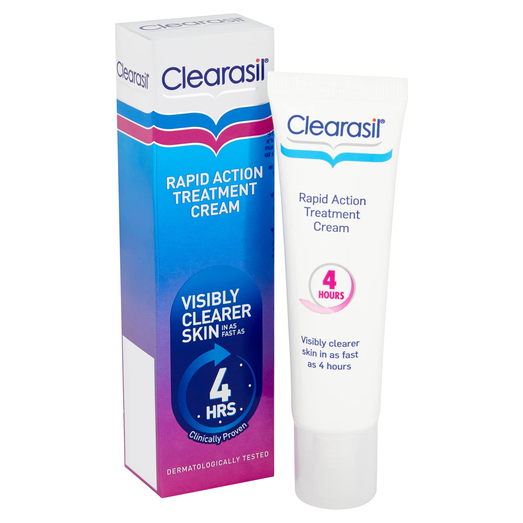 Clearasil Ultra Rapid Action Treatment Cream, 25ml - Opens Pores & Helps to Clear Spots Faster, Pore Cleaner, Skincare Solution, Clearer skin in 4 Hours