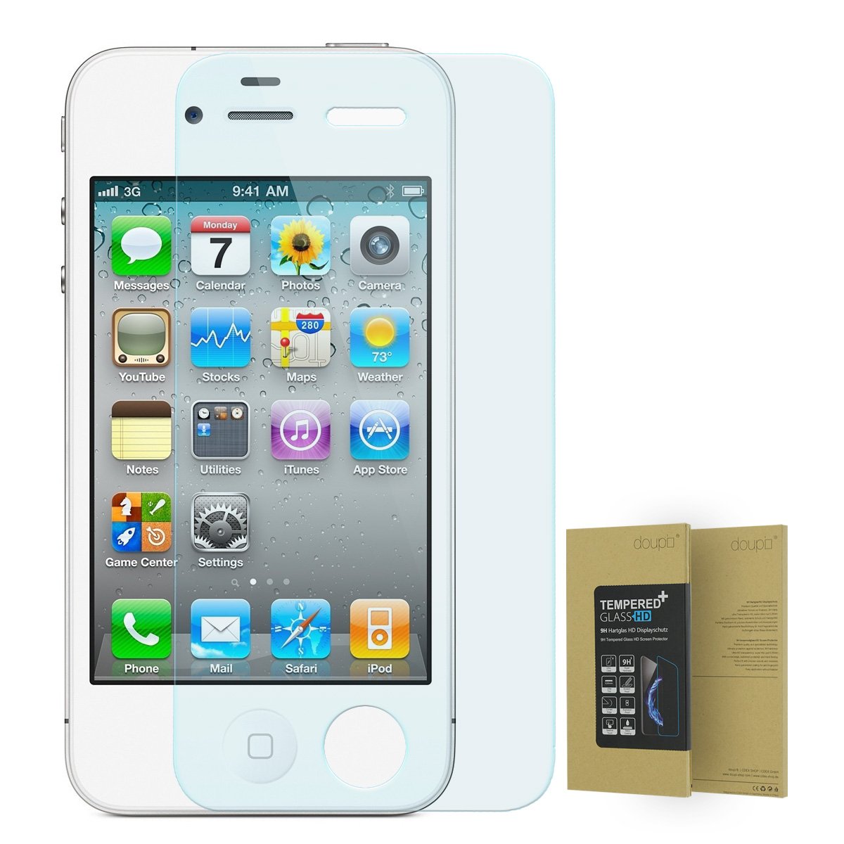 doupi Tempered Glass for iPhone 4 4S - Premium 9H HD Anti Scratch [3D Touch Supported] Screen, transparent