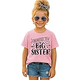 SANIXJOO Big Sister Shirts for Girls Toddler Girls Promoted to Big Sister Tee Tops Short Sleeve Summer Clothing