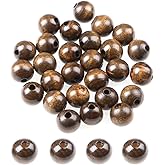 AD Beads Large Hole Wood Spacer Wooden Jewelry Making Bracelet Necklace Chandelier, Large Wooden Rosary Beads Craft Beads (16mm 100pcs, Coffee)