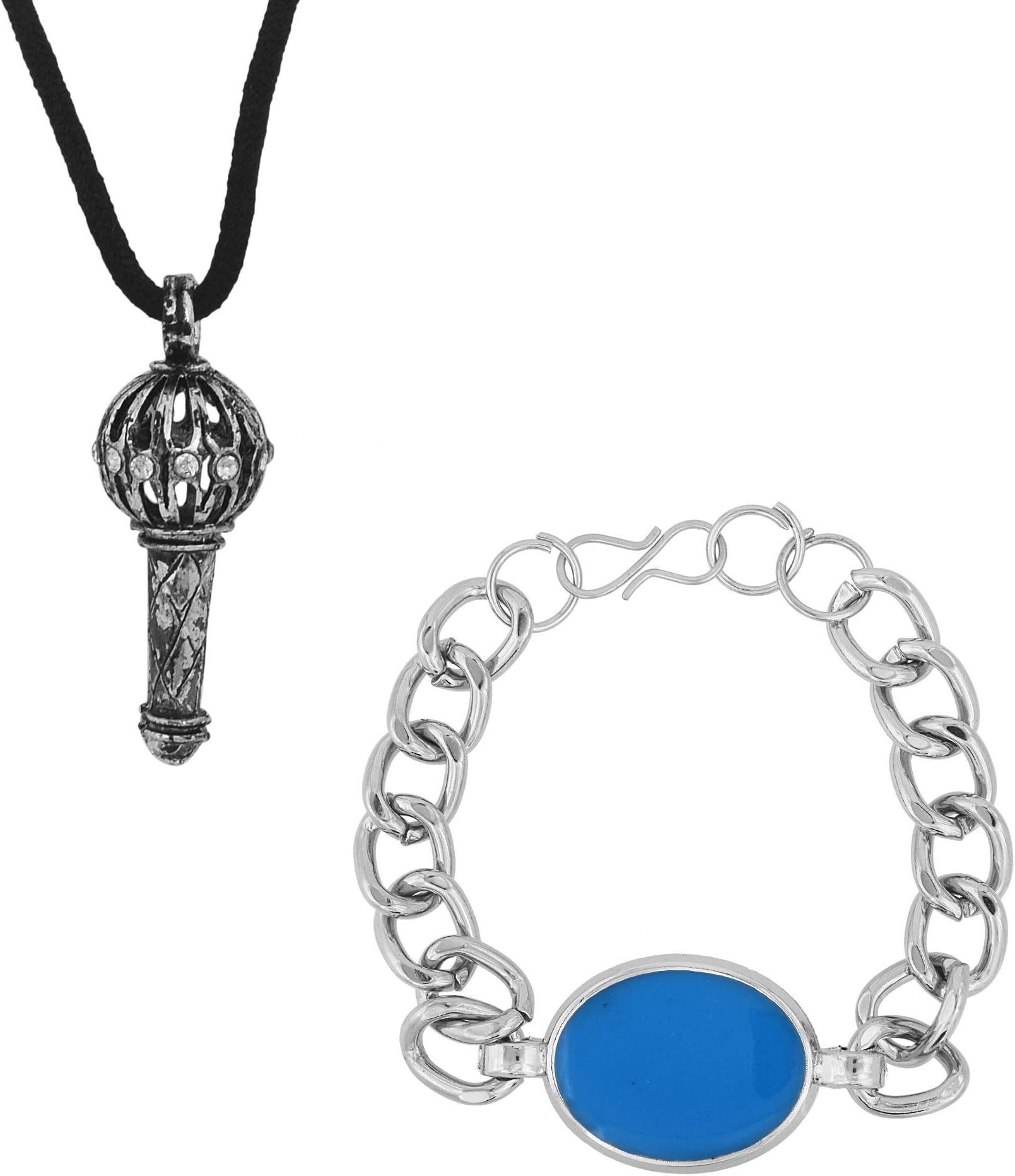 MissMister Silver Plated Salman Bracelet Firoza, Bajrangi Bhaijan Pendant and Hoop Bali Earring Full Salman Accessory Combo for Men MM0099CMBLPD