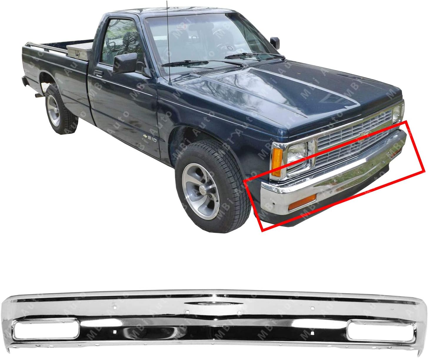 MBI AUTO Chrome, Steel Front Bumper Face Bar for 1991