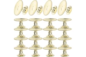 DOITOOL 24pcs Mini Cupcake Plate Stand with Detachable Gold Dessert Plate, Cake Holder for Wedding Birthday