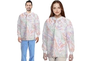 AMZ Medical Supply Disposable Lab Jackets 45 GSM SMS. Hip-Length Snap Front Jacket with Knit Cuffs & Collar, 3 Pockets