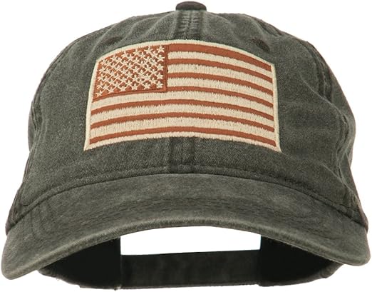 tan baseball cap with american flag