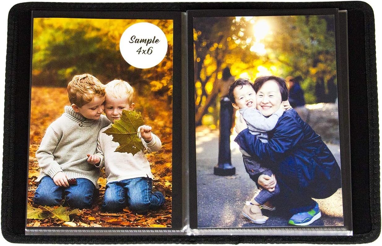 Compact Portfolio Photo Album Holds 48 Pictures - 4x6 Inch/Space Saver Album with Stitched Edges