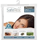 SafeRest Premium Hypoallergenic Bed Bug Proof Zippered Waterproof Pillow Protector (1) Standard Size