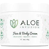 Aloe Infusion Aloe Vera Face & Body Cream – Natural Moisturizer for Dry, Sensitive & Irritated Skin – Hydrating, Non-Greasy Lotion with Shea Butter & Manuka Honey – After-Sun Care & Eczema Cream