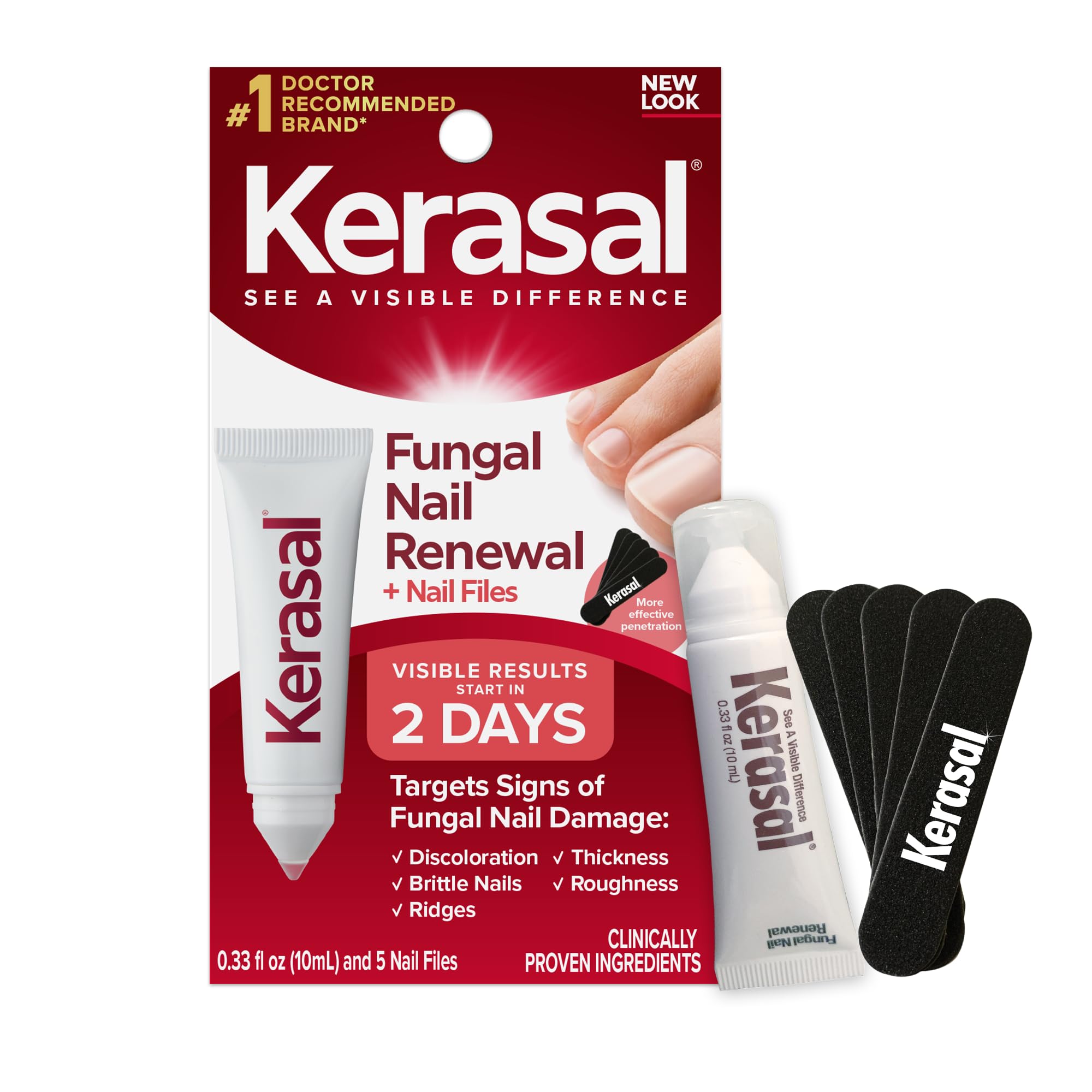 Photo 1 of Kerasal Nail Renewal and Nail File Combo Pack, Restores Appearance of Discolored or Damaged Nails, 5 Heavy Duty Nail Files, 0.33 fl oz, Clear (Packaging May Vary)