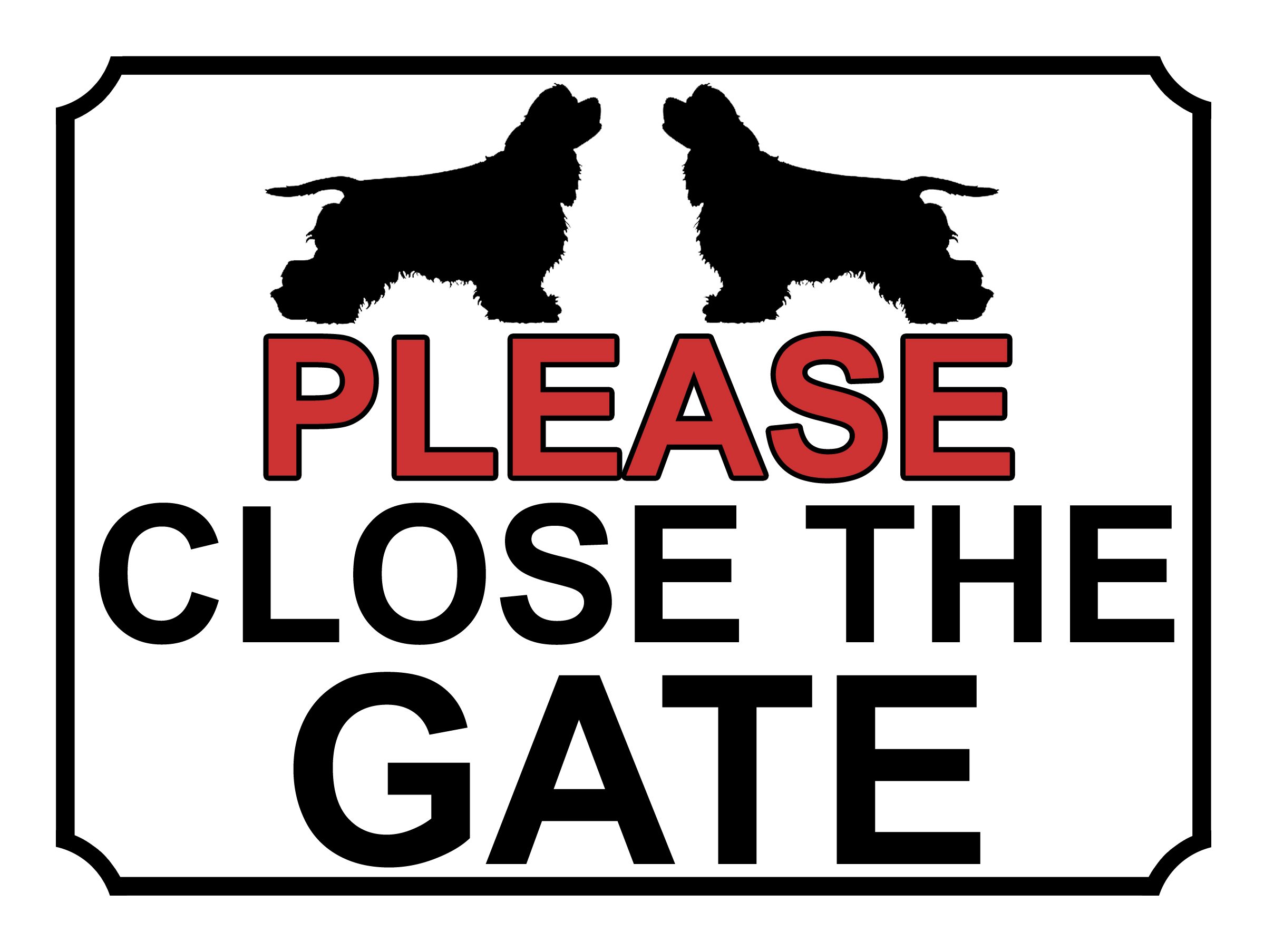 SHAWPRINT PLEASE CLOSE THE GATE DOG THEME METAL SIGN 267MM X 200MM (499H1L) LARGE 10" X 8"