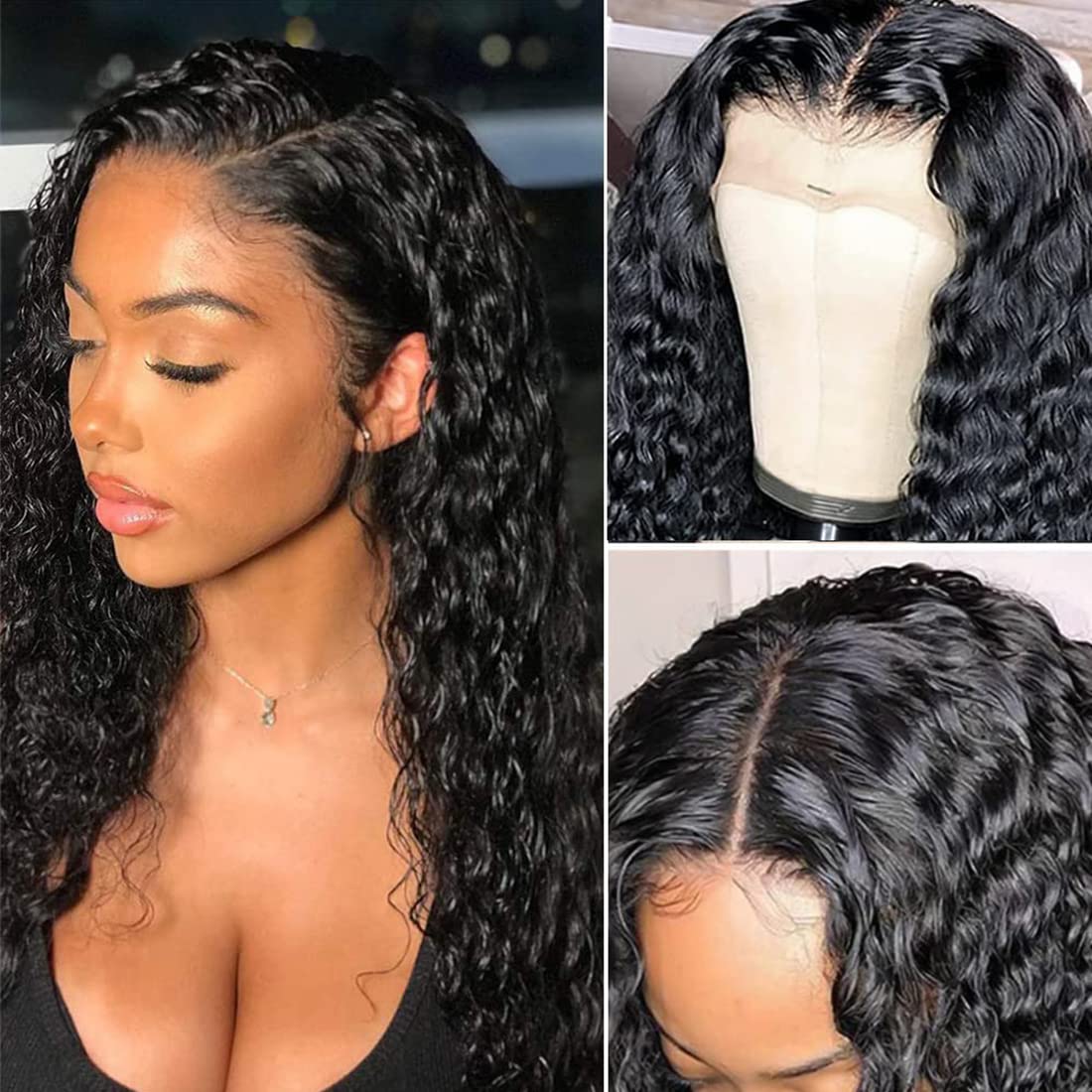 Blackmoon 13x4 Brazilian Water Wave Lace Front Wig - Pre-Plucked, Glueless, Unprocessed Virgin Hair, 18 Inch, 150% Density