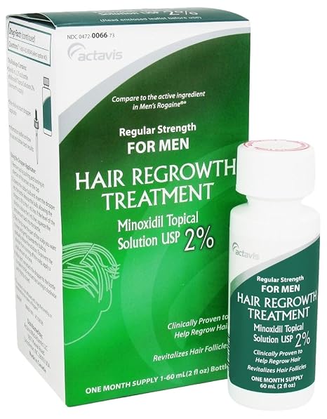 Actavis Men'S Minoxidil 2% Regular Strength Hair Regrowth Treatment Solution, 2 Fluid Ounce (715785380215)