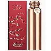 Rivera 32oz – 99.92% LAB TESTED Pure Copper water bottle, PTFE & PFOA Free, Leakproof & Joint free, BPA-Free, Eco-Friendly, Non-Toxic, Handcrafted for Hydration, Detox & Wellness - Plain