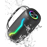 PUREMIC Portable Bluetooth Speaker with Light, Waterproof Karaoke Machine for Adults & Kids, Loud Sound and Deep Bass, Up to 8H Playtime, Support Bluetooth/AUX/USB for Home, Party, Outdoor and Travel