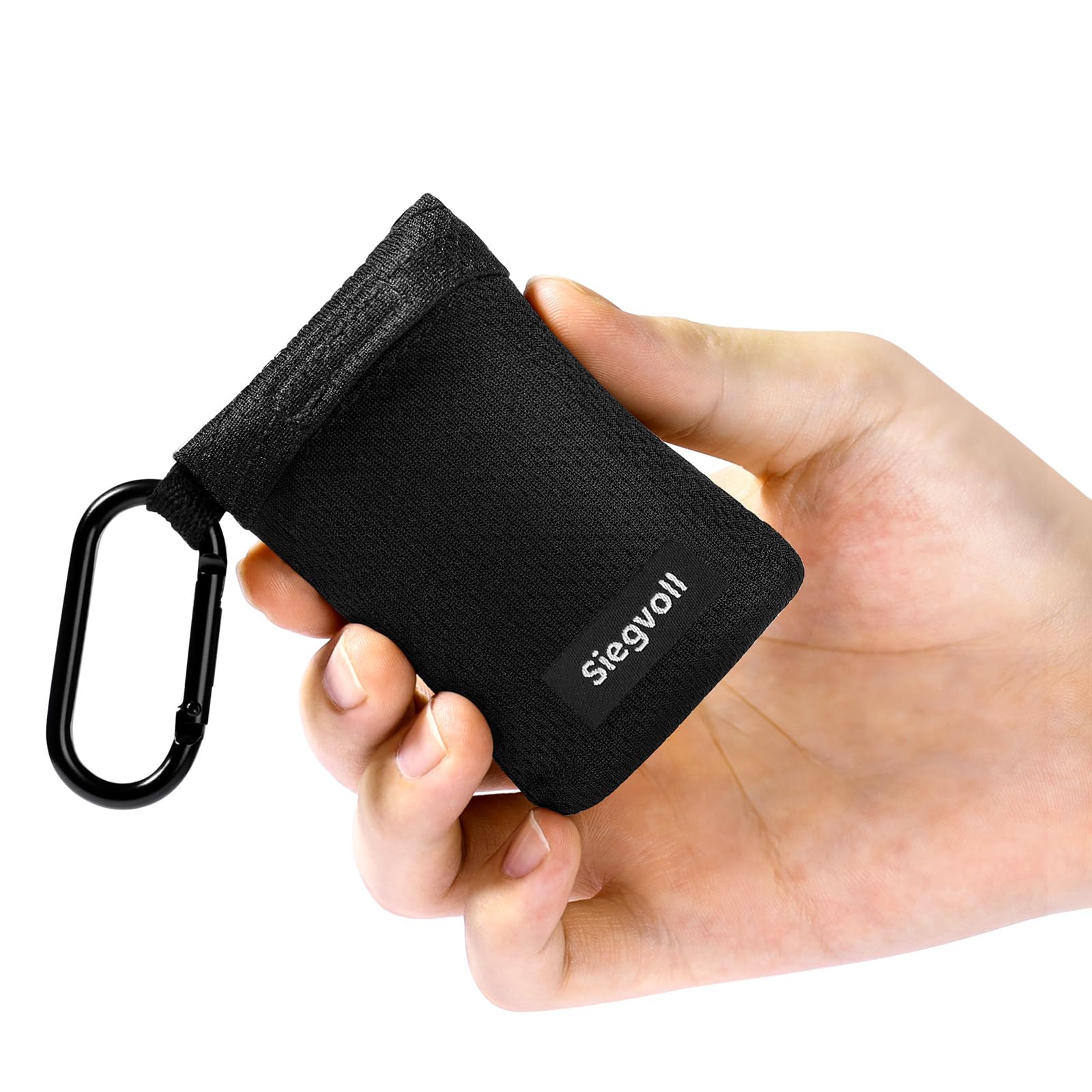 Siegvoll Picnic Blanket Small with Practical Carabiner, Ultralight, Ultra Thin Portable Beach Blanket, Outdoor Blanket for Picnic, Beach, Camping and Hiking (Black, 1 Person)