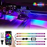 YM E-Brightt Car LED Lights RGB Inside LED Strip Lights for Car with DIY Mode Led Lights car Interior with Car Charger Music 