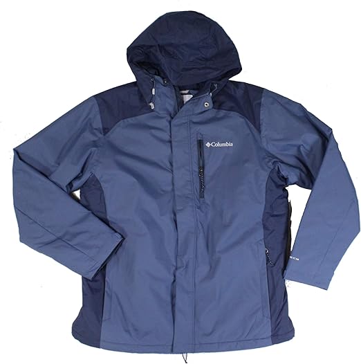 Columbia Mens Jacket Navy Large Full Zip Hooded Puffer Blue L at Amazon