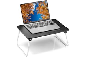 Komlyar Portable Lap Desk Bed Desk Lap Table Bed Table, Laptop Stand Breakfast Serving Tray, Foldable & Lightweight Mini Table, Lap Tablet Desk for Sofa Couch Floor - - Black