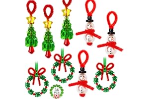 GYGOT Christmas Crafts for Kids,36 Sets Christmas Beaded Ornament Kit-Including 12PCS Snowman/12PCS Christmas Tree/12PCS Wreath,Xmas Party Holiday Craft Tree Decorations (Assembly Needed)