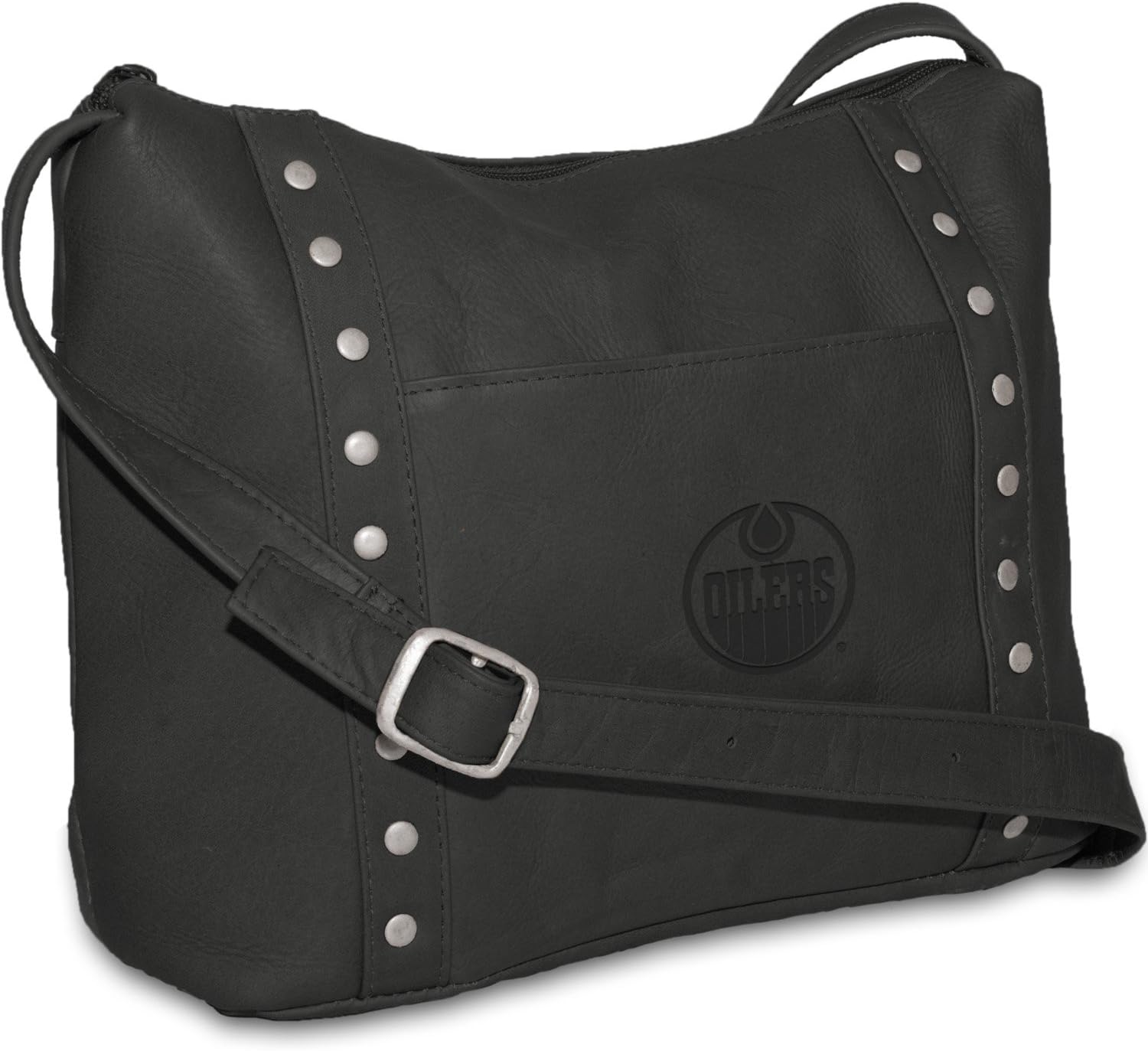 Pangea Brands PA749BEO NHL Edmonton Oilers Pangea Black Leather Women's Mini Top Zip Handbag
