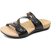 Rihero Women's Orthopedic Arch Support Flat Sandals Comfortable Casual Slide Sandals with Adjustable Strap for Summer Walking