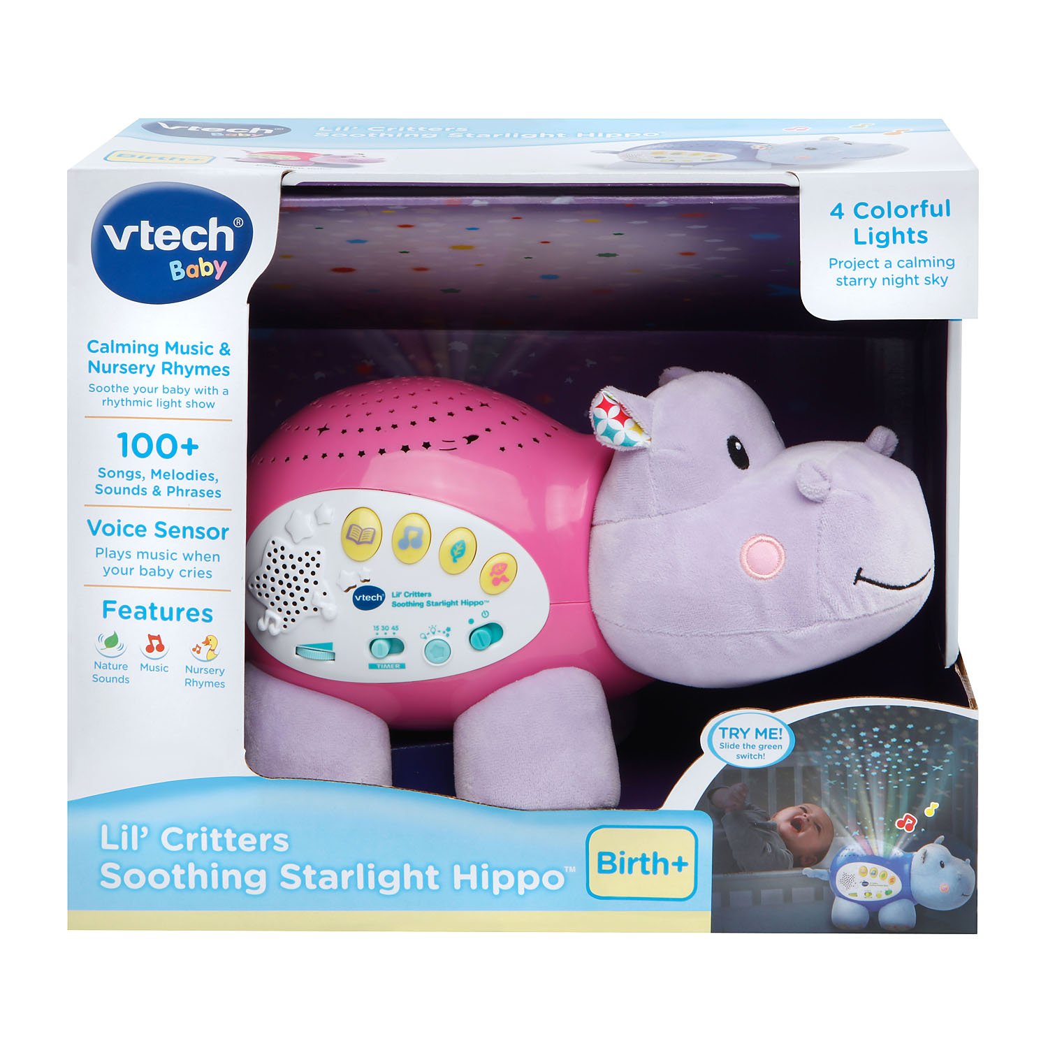 VTech Baby Lil' Critters Soothing Starlight Hippo, Pink (Amazon