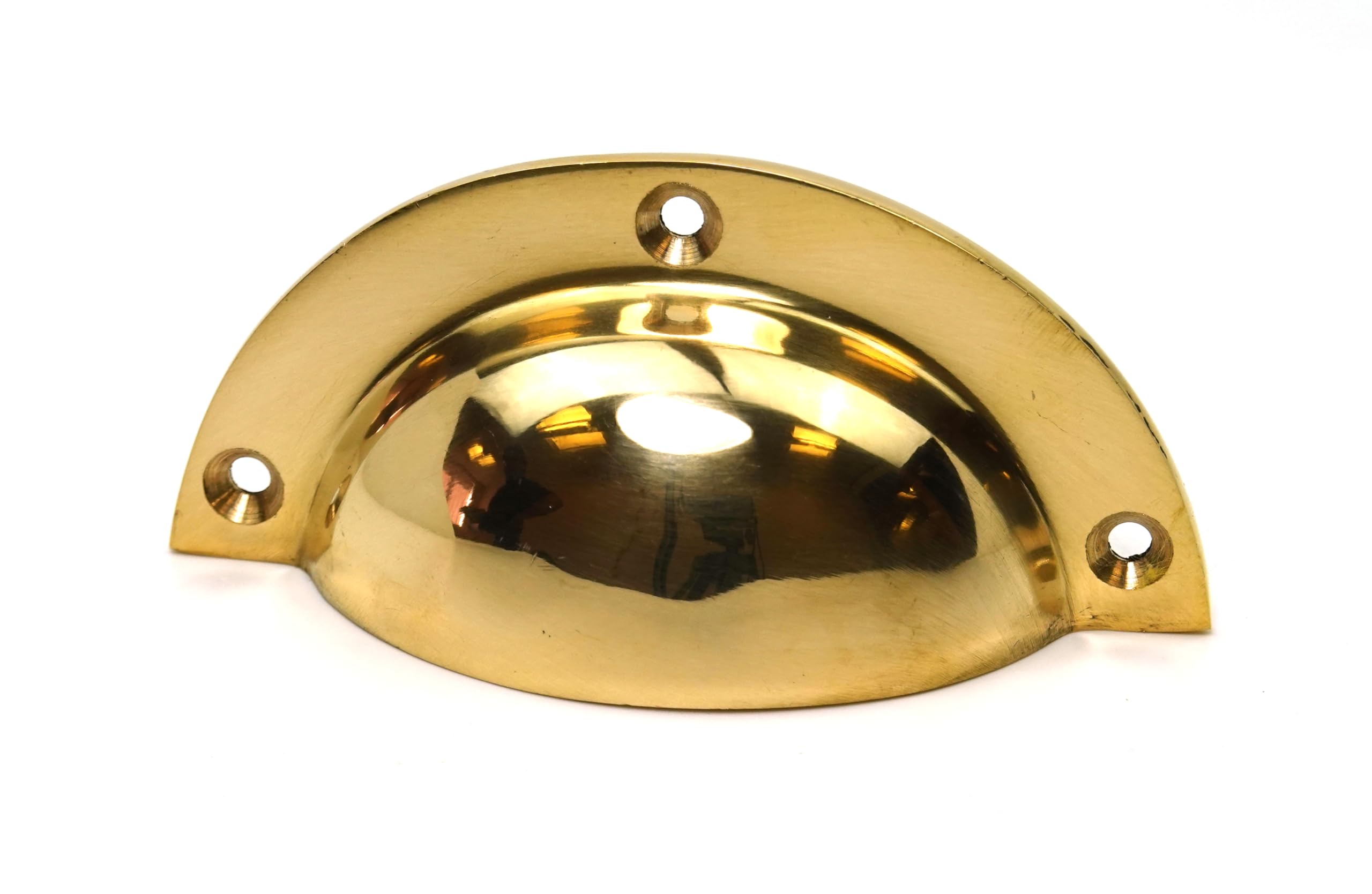 Oakcrafts - Solid Polished Brass Drawer Pull/Cup Handle