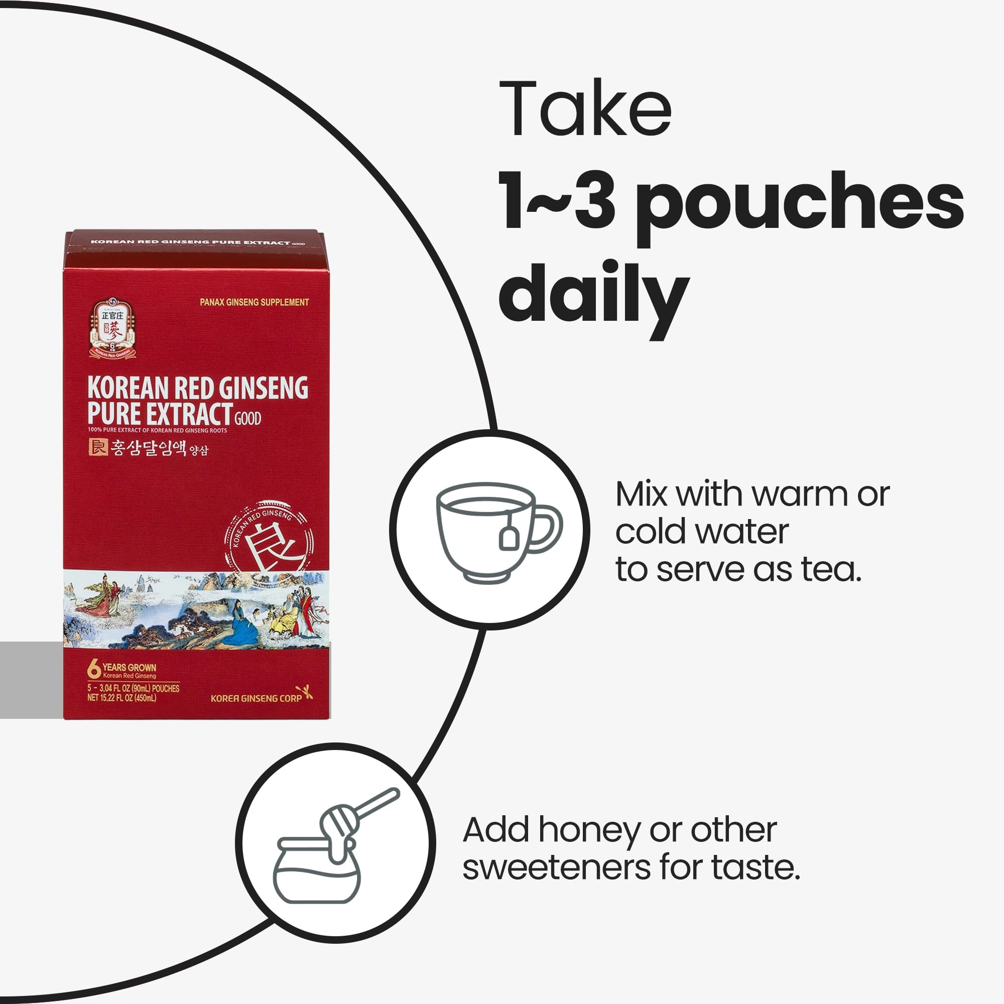 JungKwanJang Korean Red Ginseng Pure Extract Good | Korean Red Ginseng, Ginseng Extract with Premium Grade Ginseng | Boosts Energy, Immunity, Stamina, Blood Circulation | 30 Count