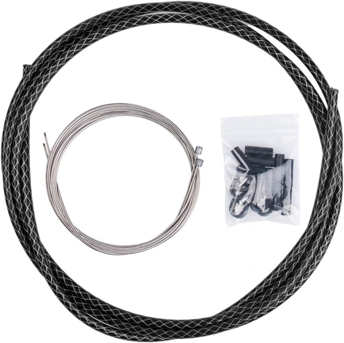 Shift/Shifter Cable & Housing Set, Derailleur Cables Braided PTFE Cable Housing Set for Mountain Bike and Road Bicycle, Universal，Gold/Black/Silver