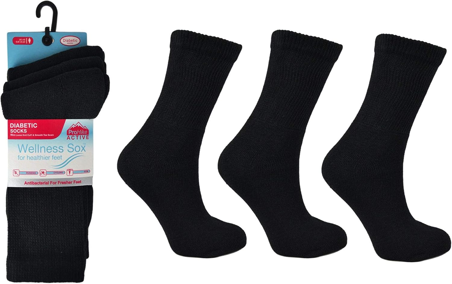 6 Pairs Ladies Diabetic Wellness Socks 2645 Black Amazon.co.uk Clothing