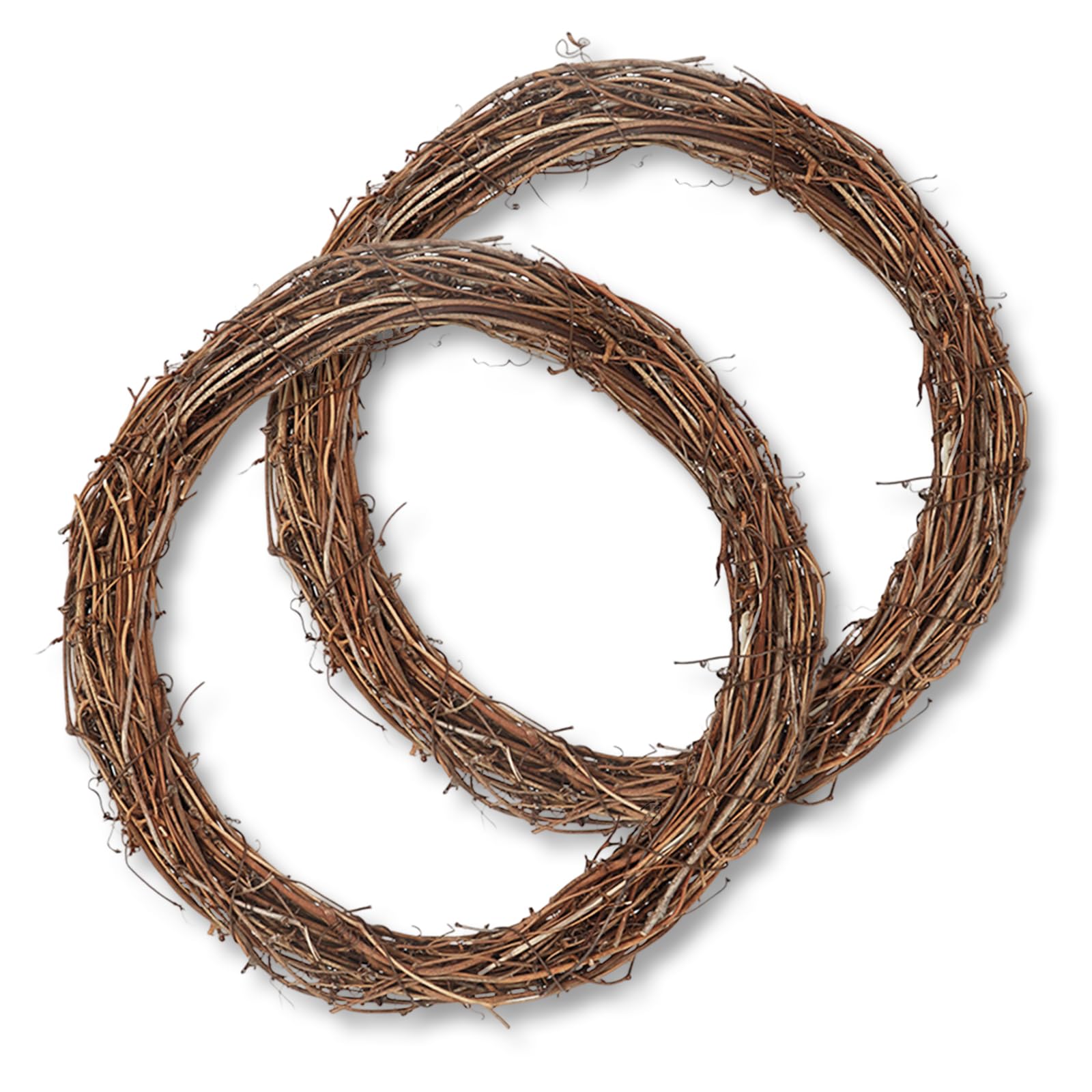 2Pcs Natural Grapevine Wreath - 30cm Round Garland Rattan Branch Garland, Christmas Garland Halloween Rattan Garland DIY Crafts Garden Home Party Decorations
